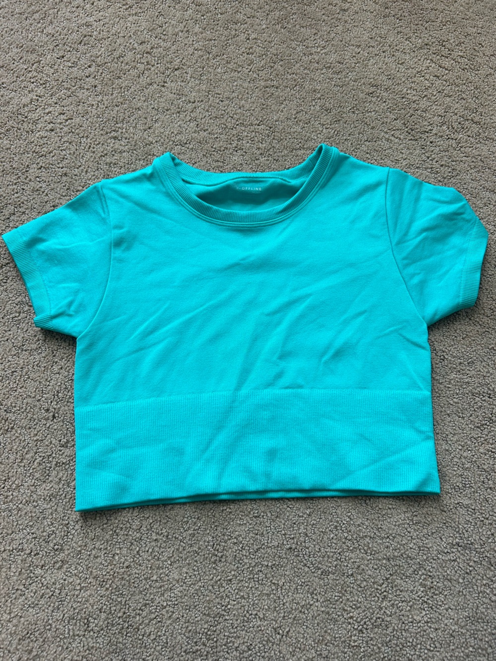 Offline by Aerie Short Sleeve Knit Top in Teal